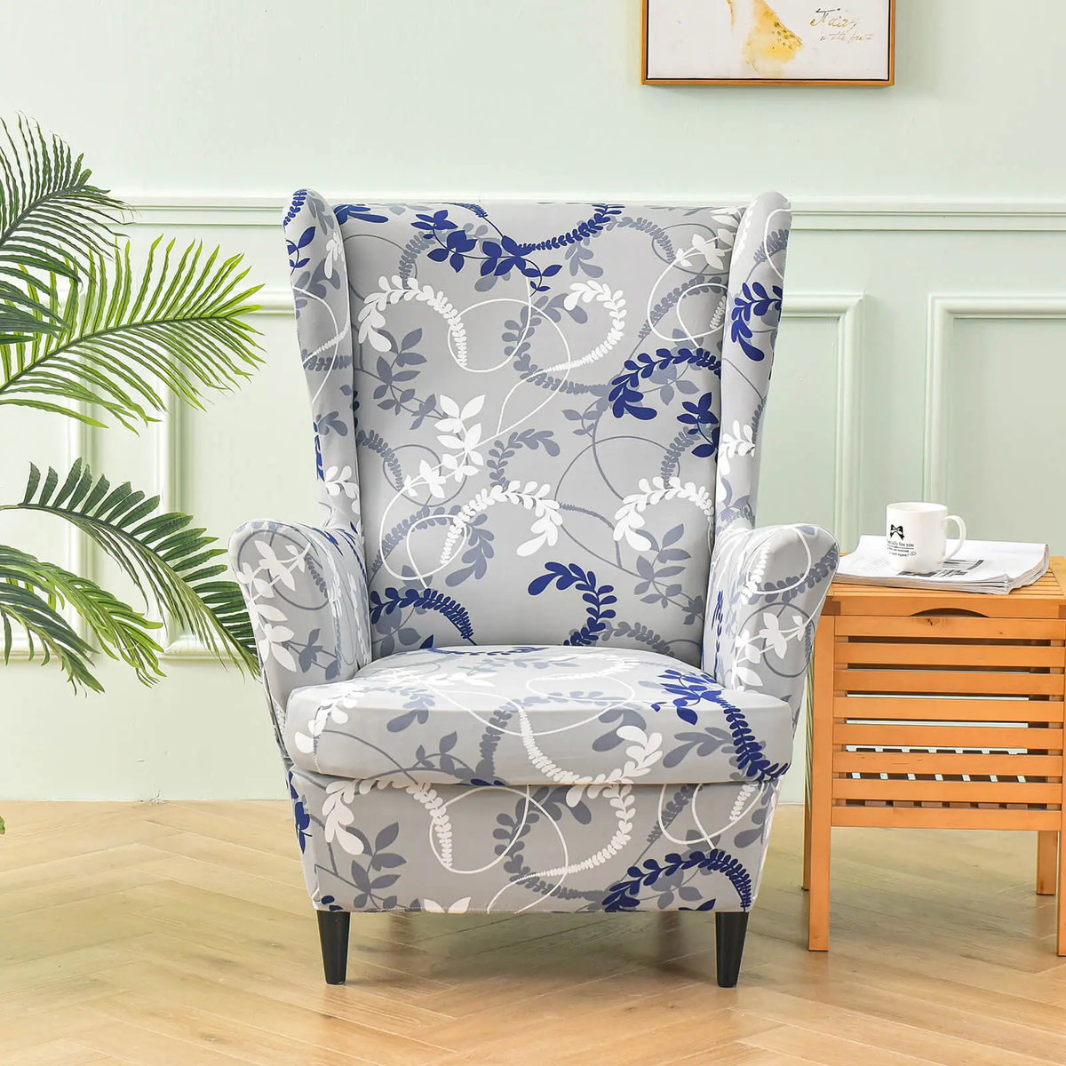 Printed Armchair Slipcover for Summer 2 Pieces Wing Chair Slipcover Crfatop %sku%