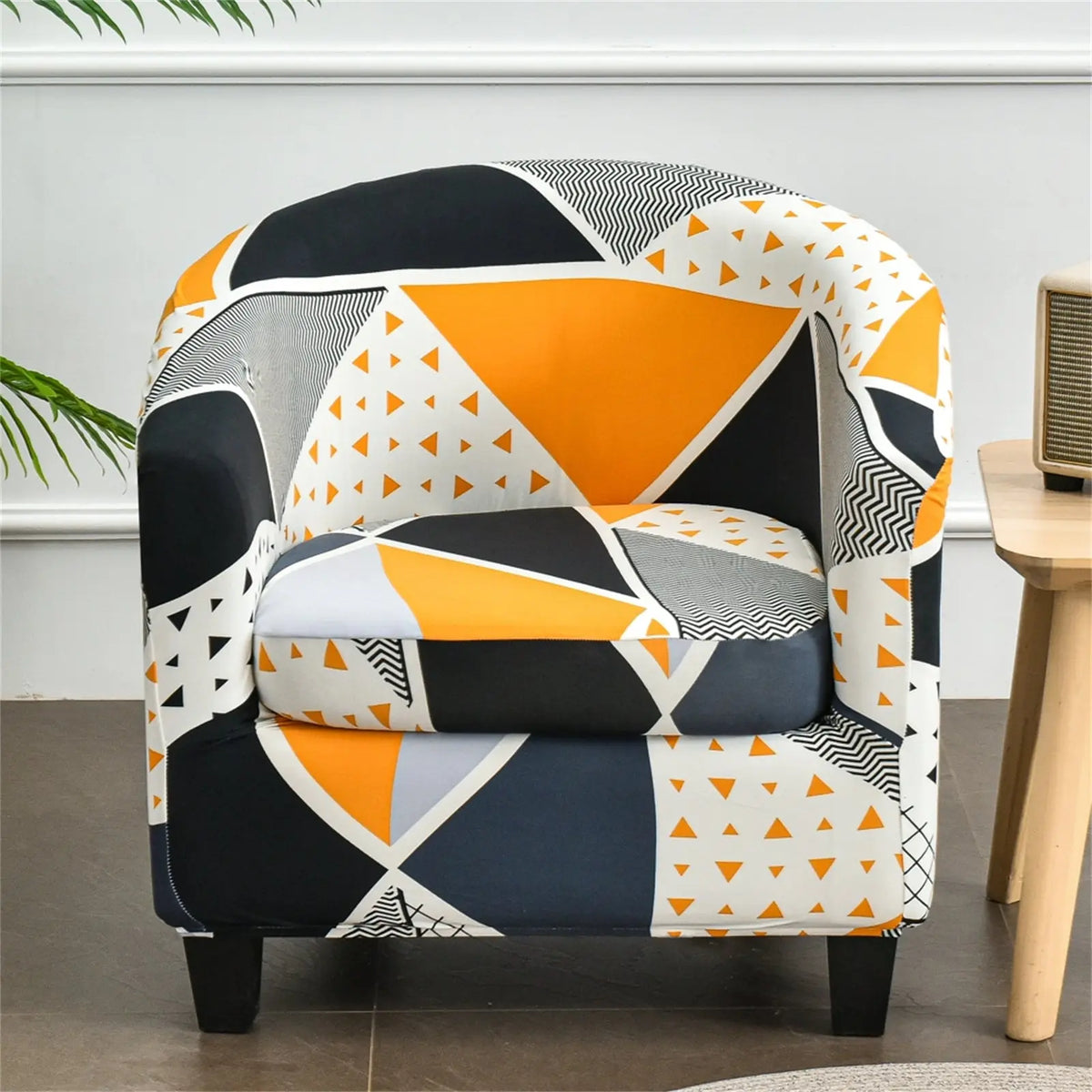 Printed Club Chair Slipcover Stretch Spandex Armchair Sofa Non-slip Cover Top Level Crfatop %sku%