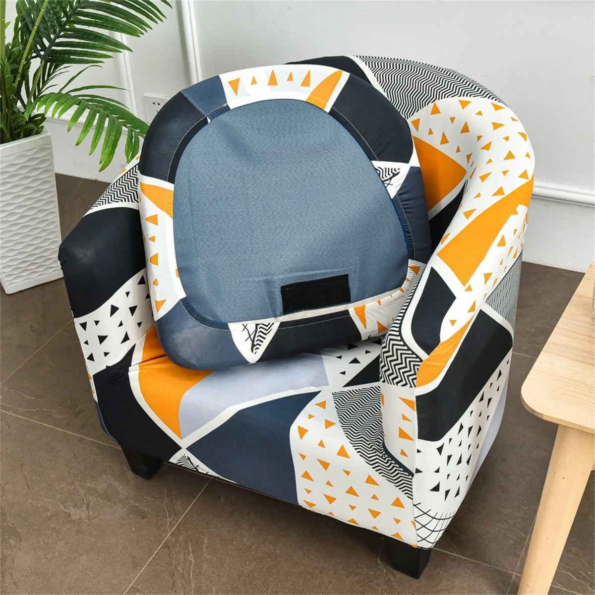 Printed Club Chair Slipcover Stretch Spandex Armchair Sofa Non-slip Cover Top Level Crfatop %sku%