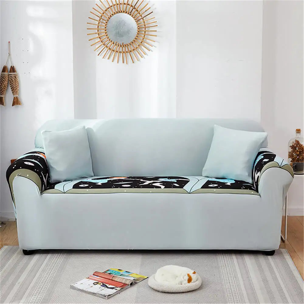 Printing Loveseat Slipcover One-piece 3-seater Sofa Cover Crfatop %sku%