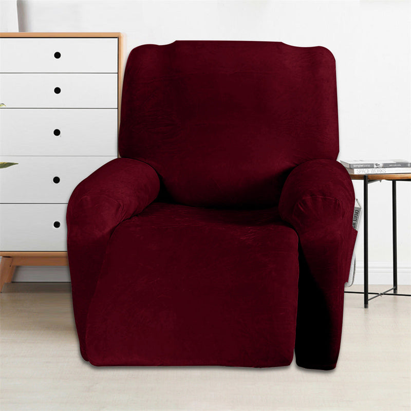 Velvet Recliner Slipcover Soft Durable 1 Seater Lazy Boy Chair Cover with Side Pocket Crfatop %sku%