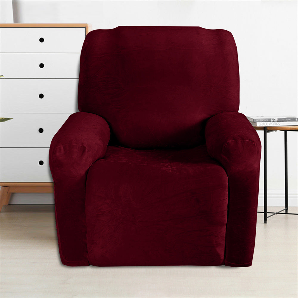 Velvet Recliner Slipcover Soft Durable 1 Seater Lazy Boy Chair Cover with Side Pocket Crfatop %sku%