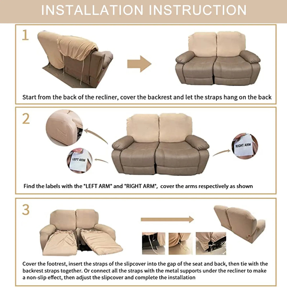 Solid Color Cover for Recliner Loveseat Crfatop %sku%