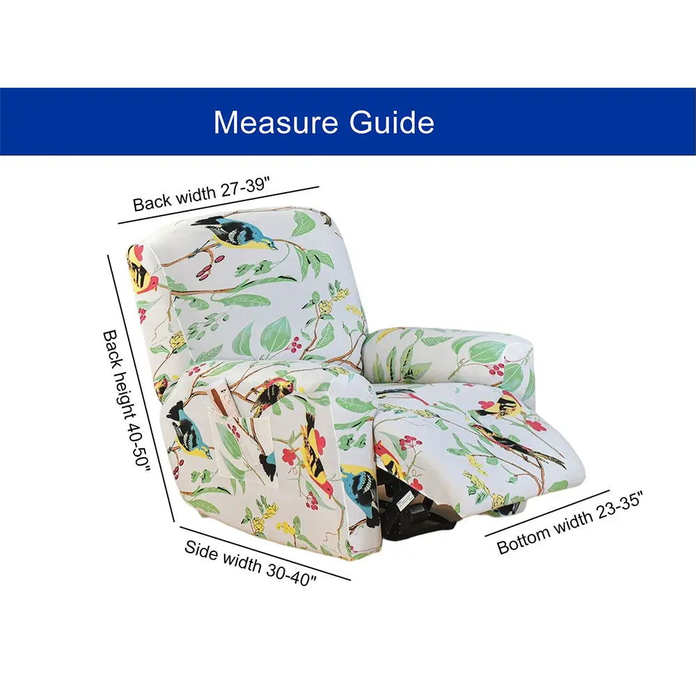 Recliner Arm Covers 4 Pieces Floral Printed Box Cushion Couch Cover for Reclining couch Crfatop %sku%