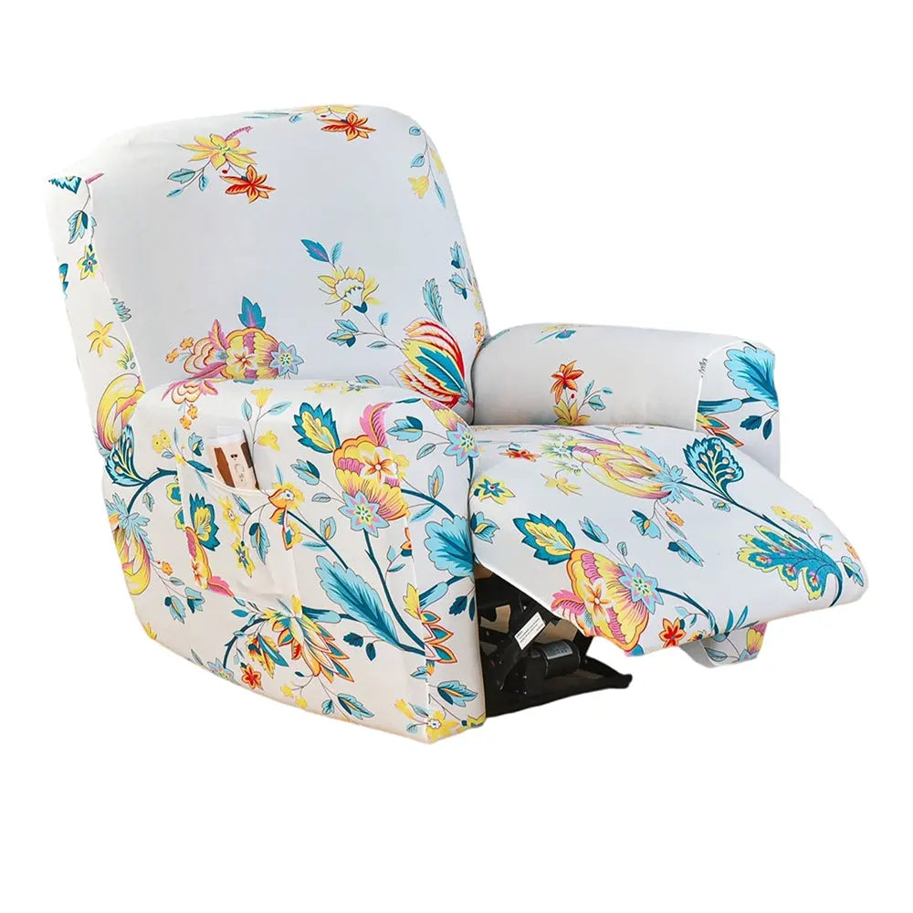 Recliner Arm Covers 4 Pieces Floral Printed Box Cushion Couch Cover for Reclining couch Crfatop %sku%