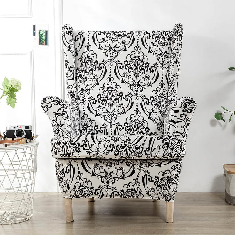 Retro Wing Chair Slipcover Printed Wingback Chair Sofa Cover Crfatop %sku%