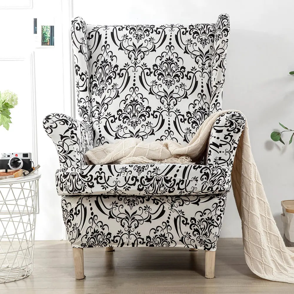 Retro Wing Chair Slipcover Printed Wingback Chair Sofa Cover Crfatop %sku%