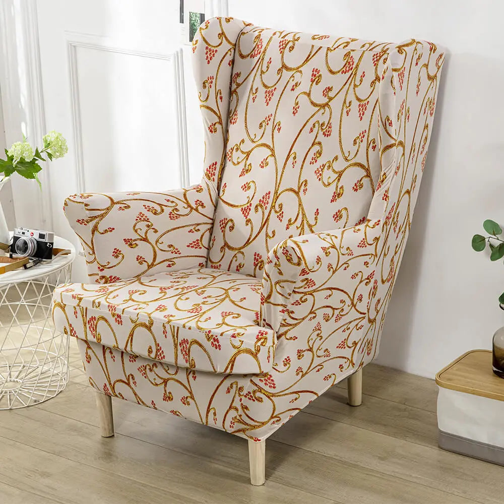 Retro Wing Chair Slipcover Printed Wingback Chair Sofa Cover Crfatop %sku%