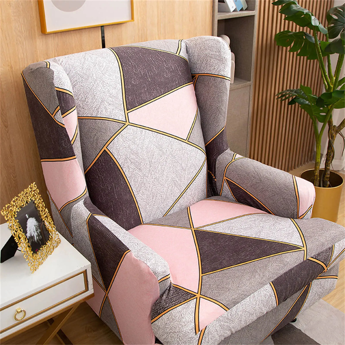 2 Piece Wingback Chair Covers Floral Patterned Chair Cover for Living Room
