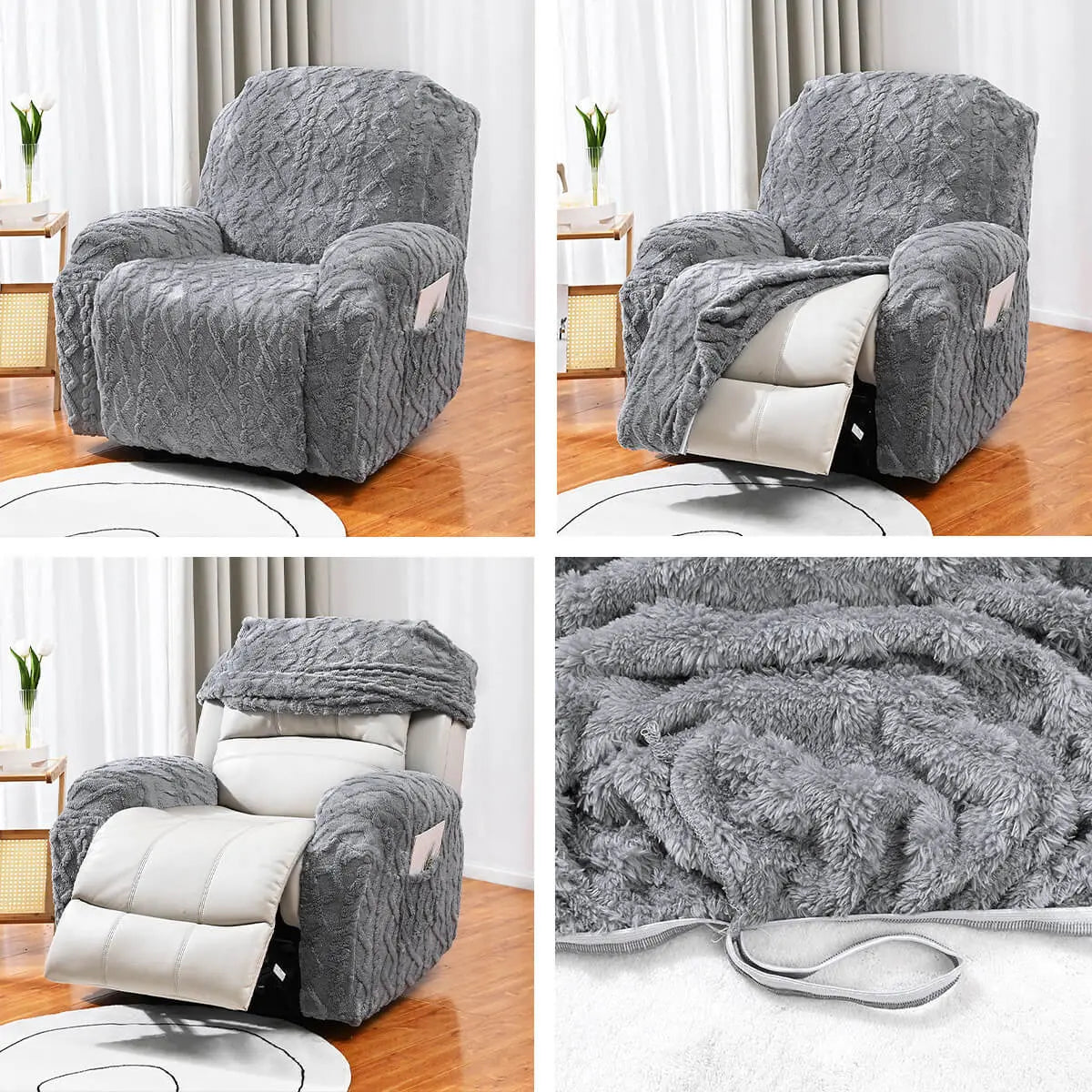 Soft Jacquard Reclining Chair Covers Velvet Recliner Seater Slipcover