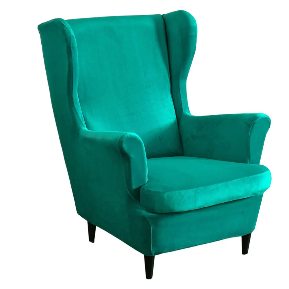 Solid Color Wingback Chair Cover Stretch Armchair Velvet Plush Wingback Chair Slipcover Crfatop %sku%