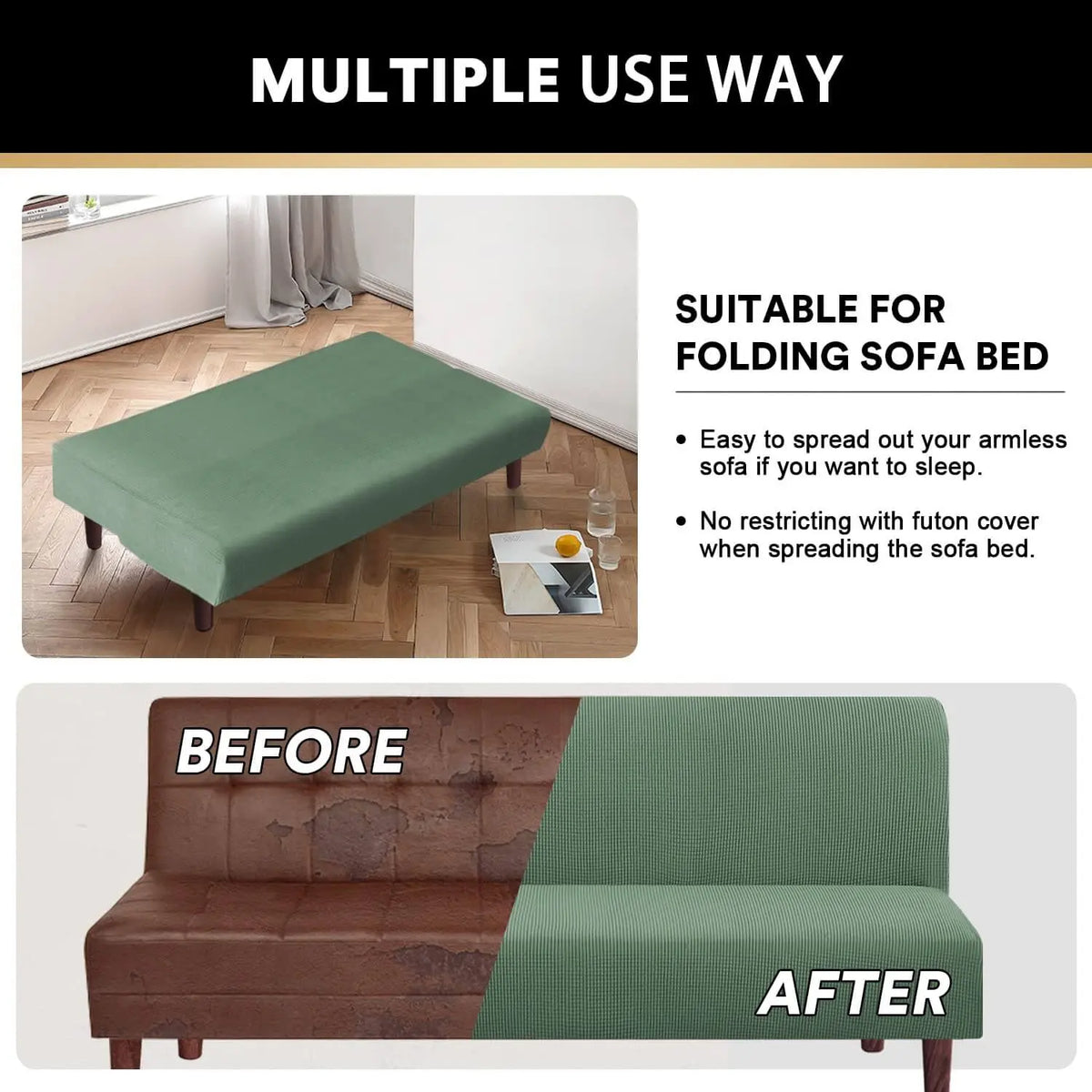 Stretch Armless Futon Slipcover Full Queen Size Crfatop %sku%