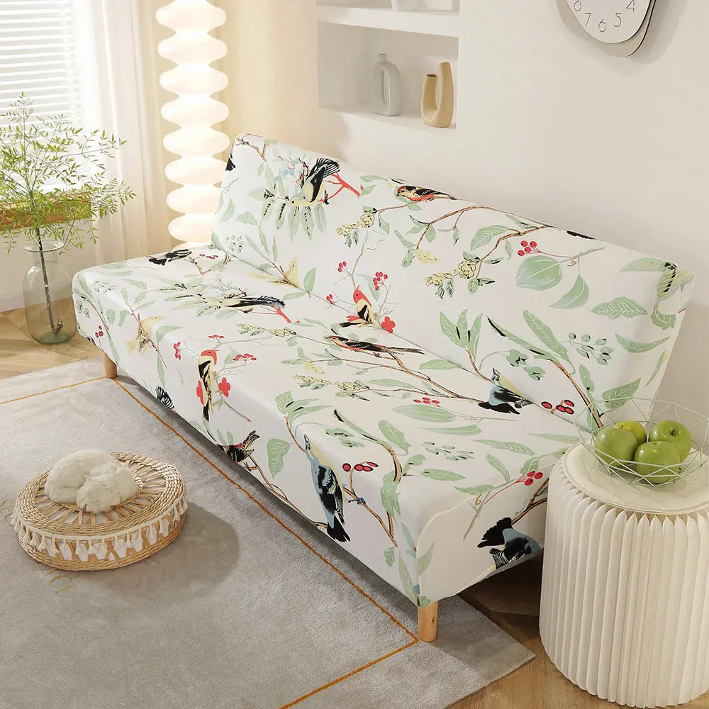 Armless Sofa Bed Cover Stretch Spandex Sofa Bed Slipcover Folding Couch Sofa  Futon Cover Without Armrests Furniture Protector for Living Room Pets  (Multicolor Floral) 