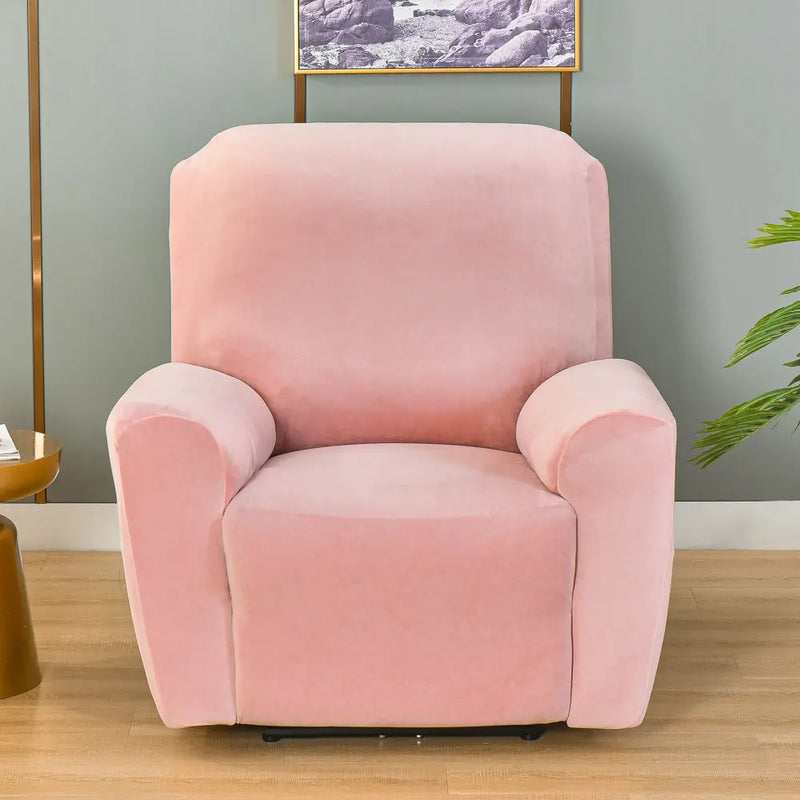 Stretch Velvet Recliner Couch Cover 4-Piece Pink Recliner Chair Couch Cover RC0013 Crfatop %sku%