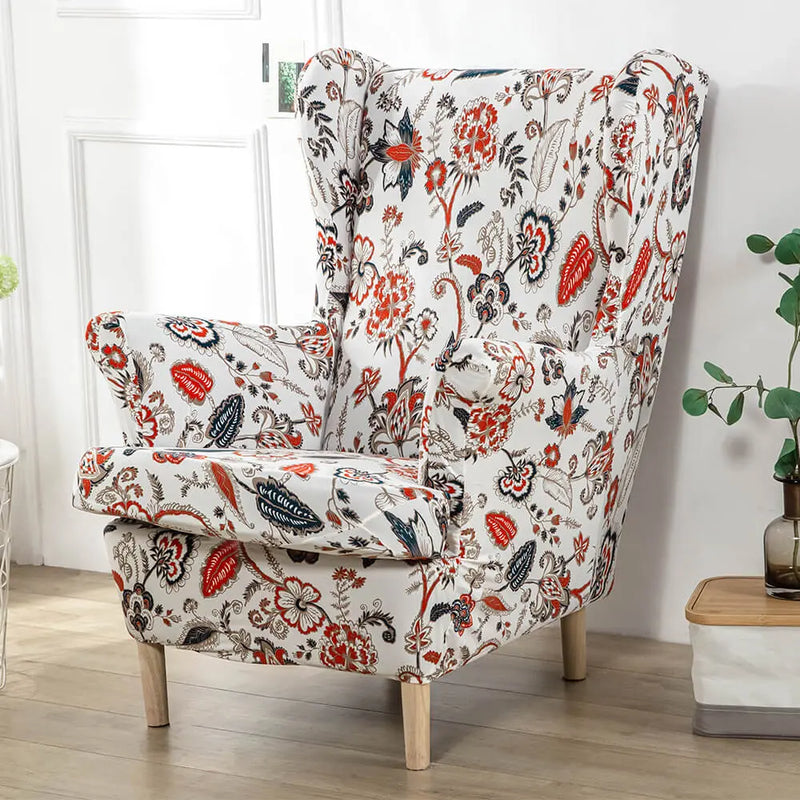 Stretchable & Waterproof Printed Wingback Chair Cover Crfatop %sku%