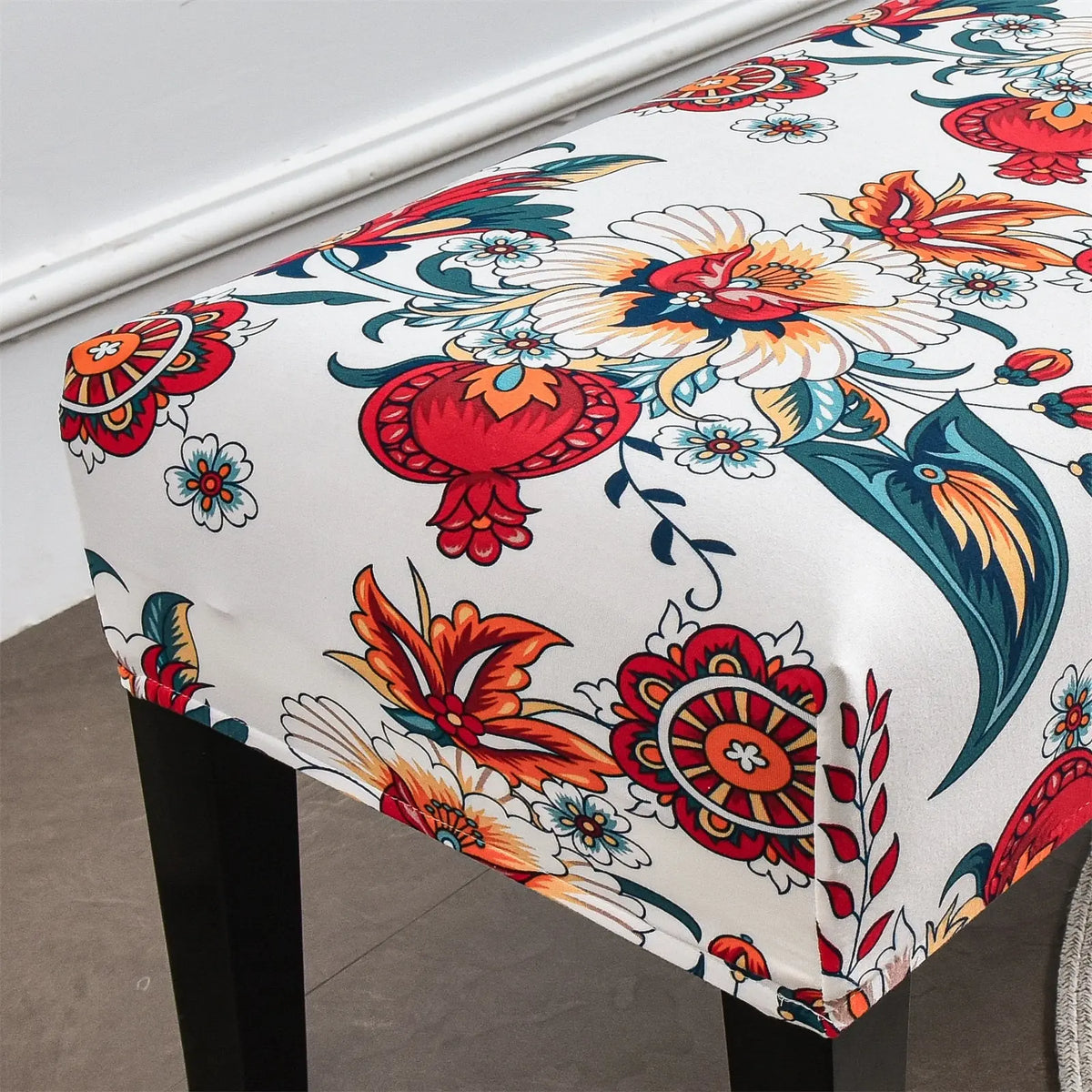 Stretchy Floral Printed Dining Bench Cover Removable Upholstered Slipcover Top Level Eco-Ancheng %sku%