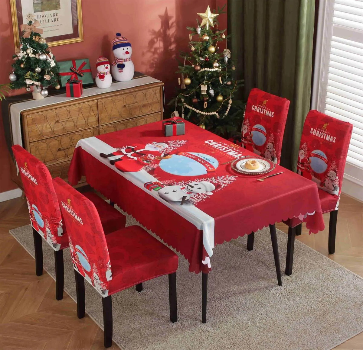 Tablecloth & Stretchable Dining Chair Covers Christmas Decor Crfatop %sku%
