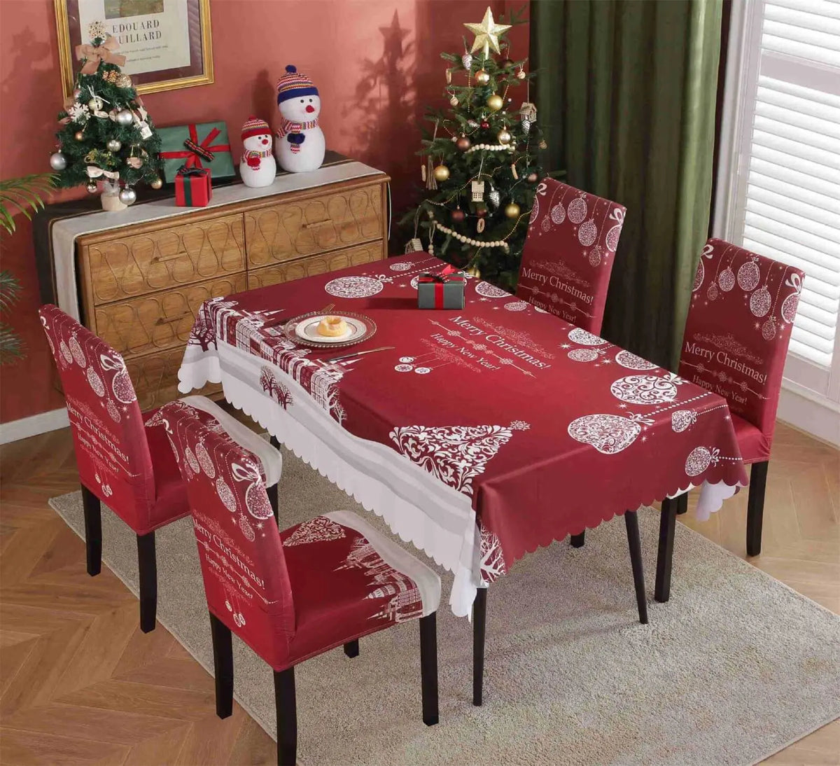 Tablecloth & Stretchable Dining Chair Covers Christmas Decor Crfatop %sku%