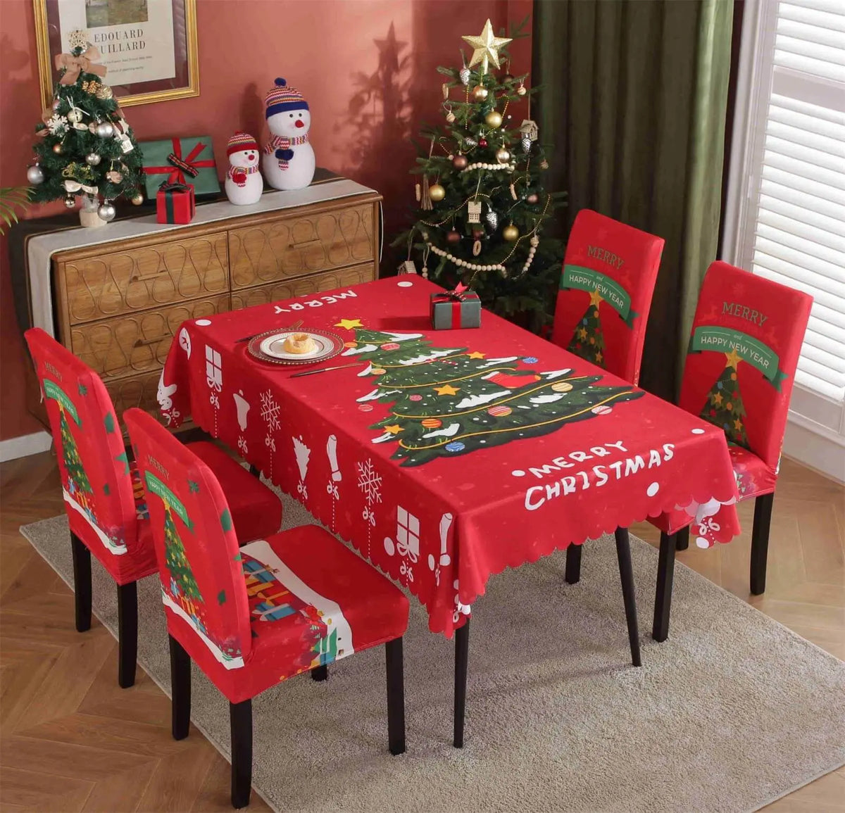 Tablecloth & Stretchable Dining Chair Covers Christmas Decor Crfatop %sku%