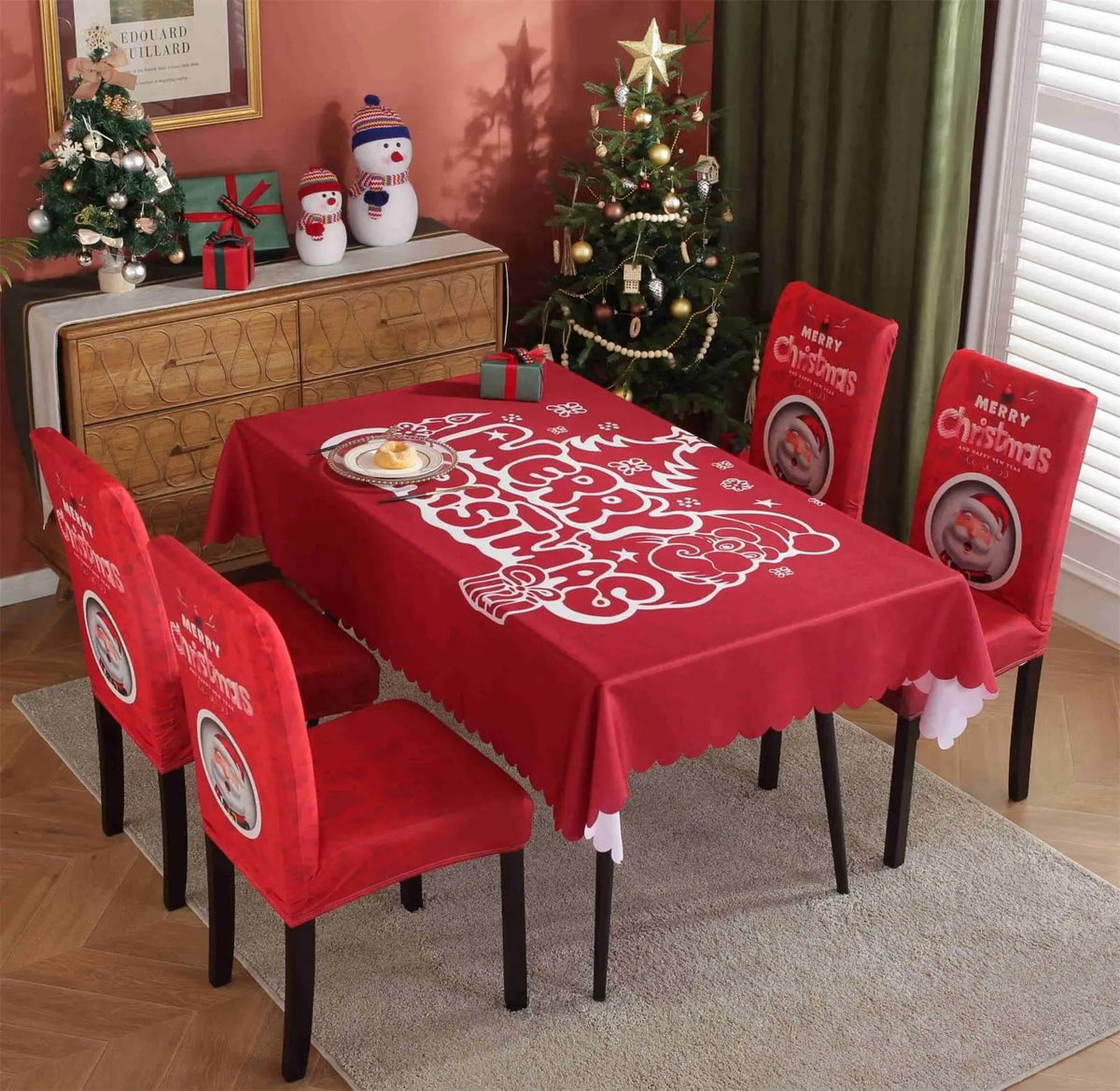 Tablecloth & Stretchable Dining Chair Covers Christmas Decor Crfatop %sku%