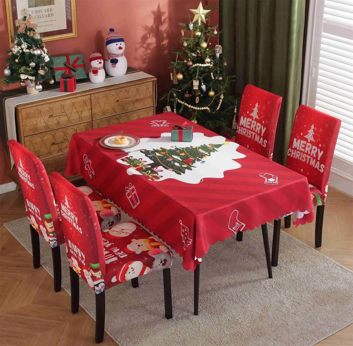 Tablecloth & Stretchable Dining Chair Covers Christmas Decor Crfatop %sku%