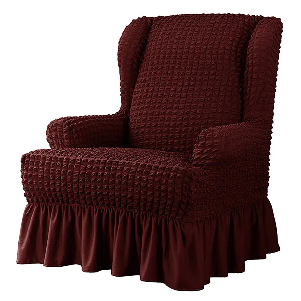 Twill Ruffled Wing Chair Slipcover Skirted Style Chair Protector Crfatop %sku%
