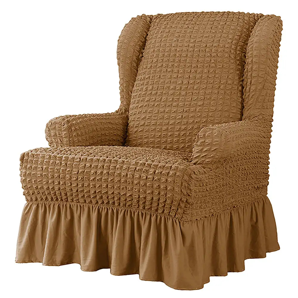 Twill Ruffled Wingback Chair Slipcover Skirted Style Crfatop