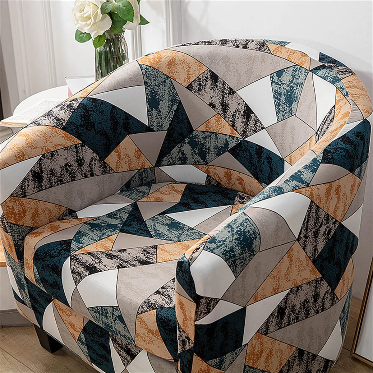 Ultimate Soft Club Chair Slipcover Stretch Barrel Chair Covers Printed Tub Chair Slipcovers 2 Pieces Crfatop %sku%