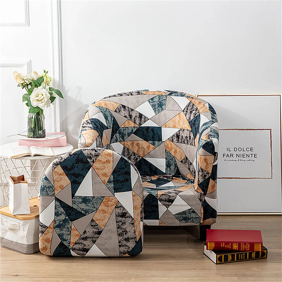 Ultimate Soft Club Chair Slipcover Stretch Barrel Chair Covers Printed Tub Chair Slipcovers 2 Pieces Crfatop %sku%