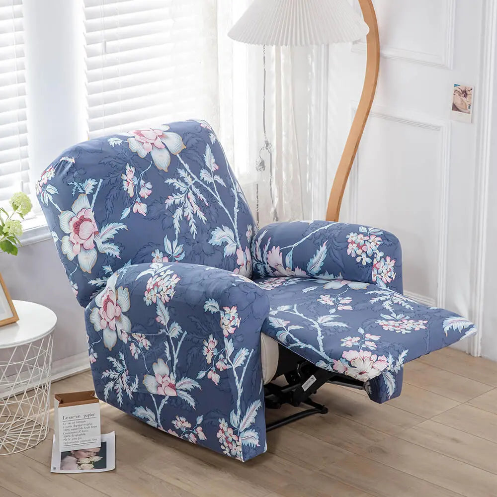 Unique Blue Floral Recliner Chair Slipcover Chic Sofa Recliner Arm Cover Furniture Protector Crfatop %sku%