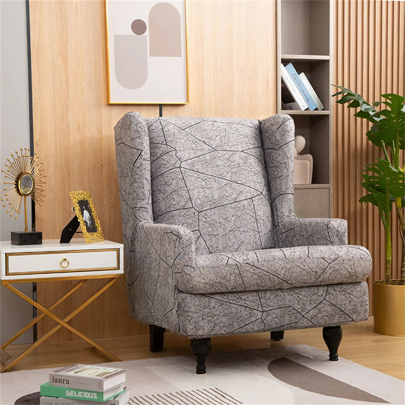 Unique Textured Design Stretch Wingchair Cover 1 Set of 2 Pieces Oversized Furniture Slipcovers Top Level Crfatop %sku%