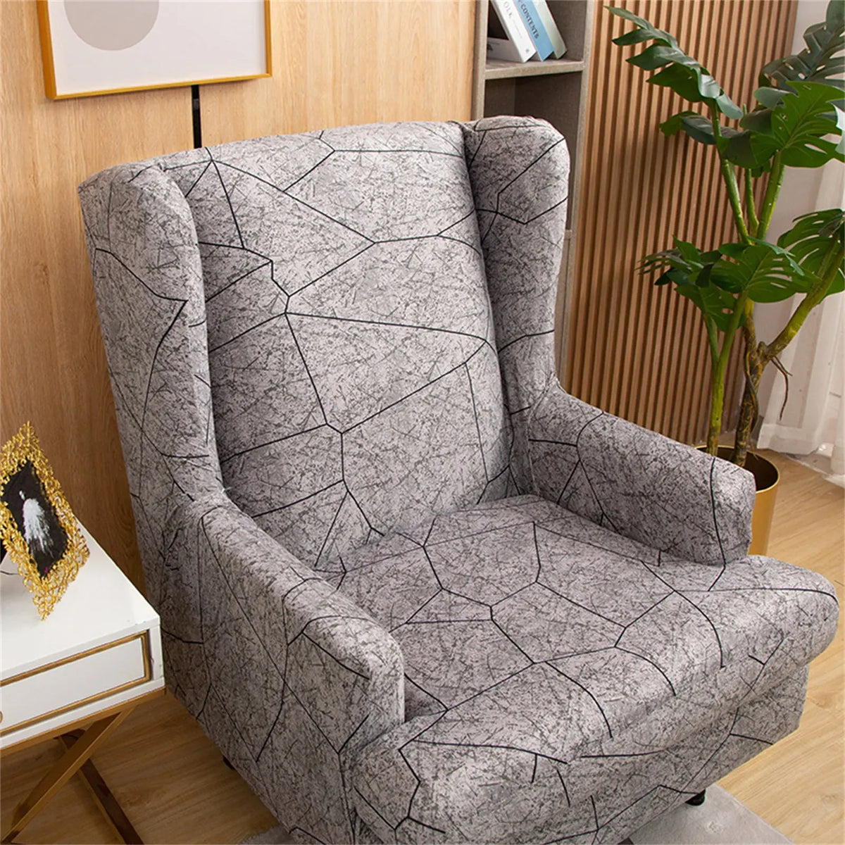 Unique Textured Design Stretch Wingchair Cover 1 Set of 2 Pieces Oversized Furniture Slipcovers Top Level Crfatop %sku%