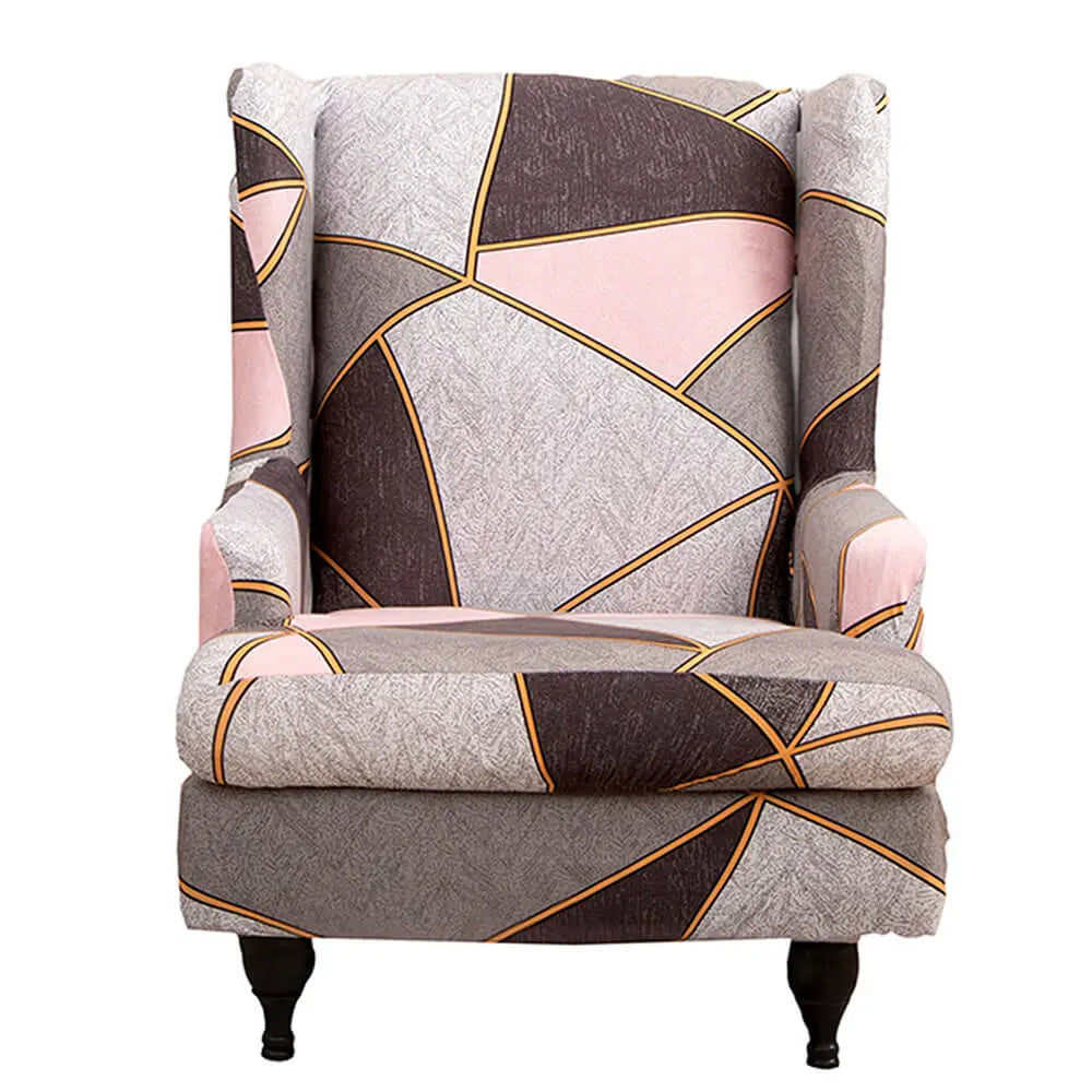 Patterned Wingback Chair Cover High Quality Furniture Protector - Pink-grey Crfatop %sku%