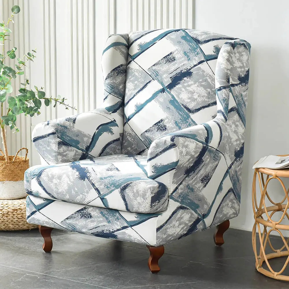 Upgraded 2-piece Printed Wingback Slipcover Crfatop %sku%