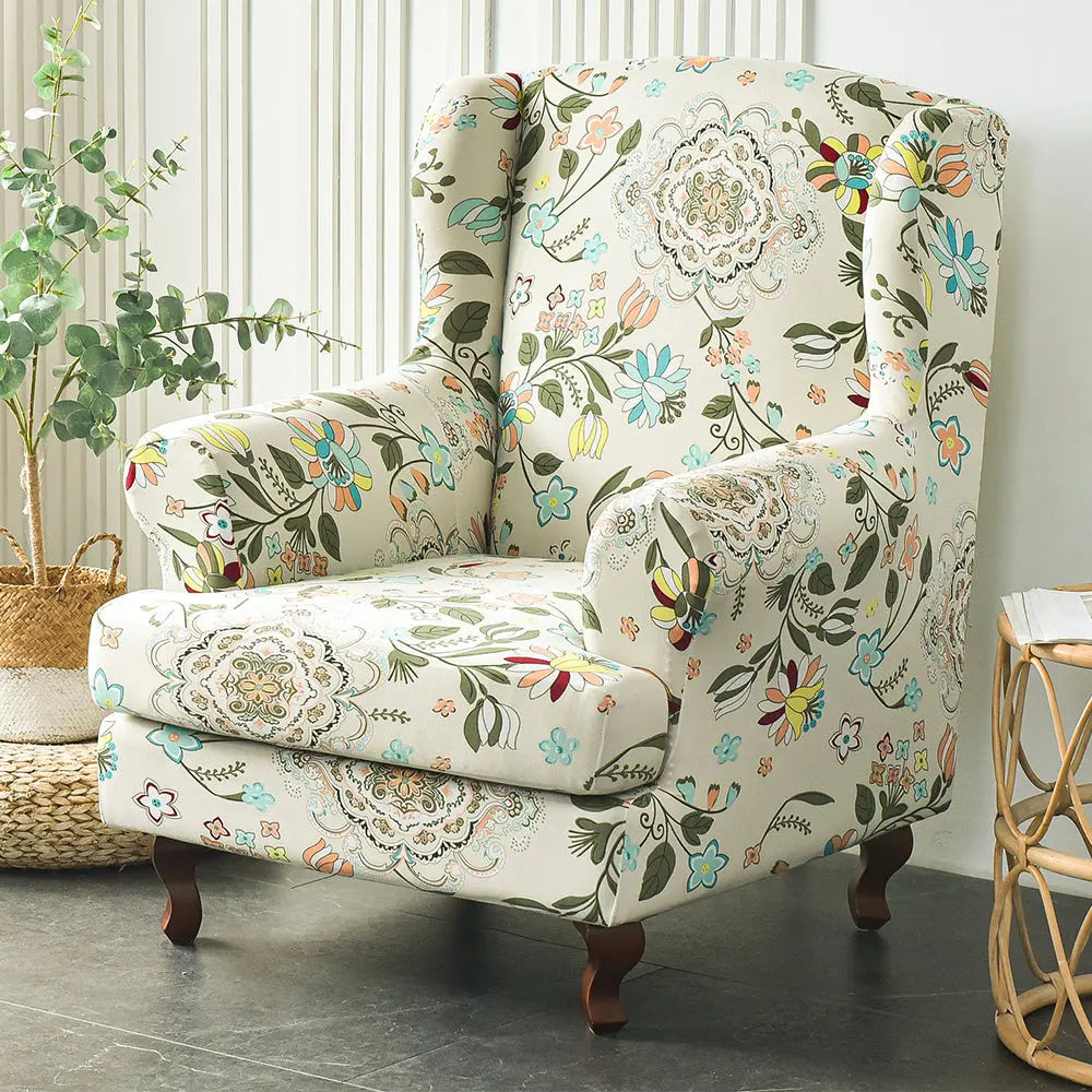 Upgraded 2-piece Printed Wingback Slipcover Crfatop %sku%