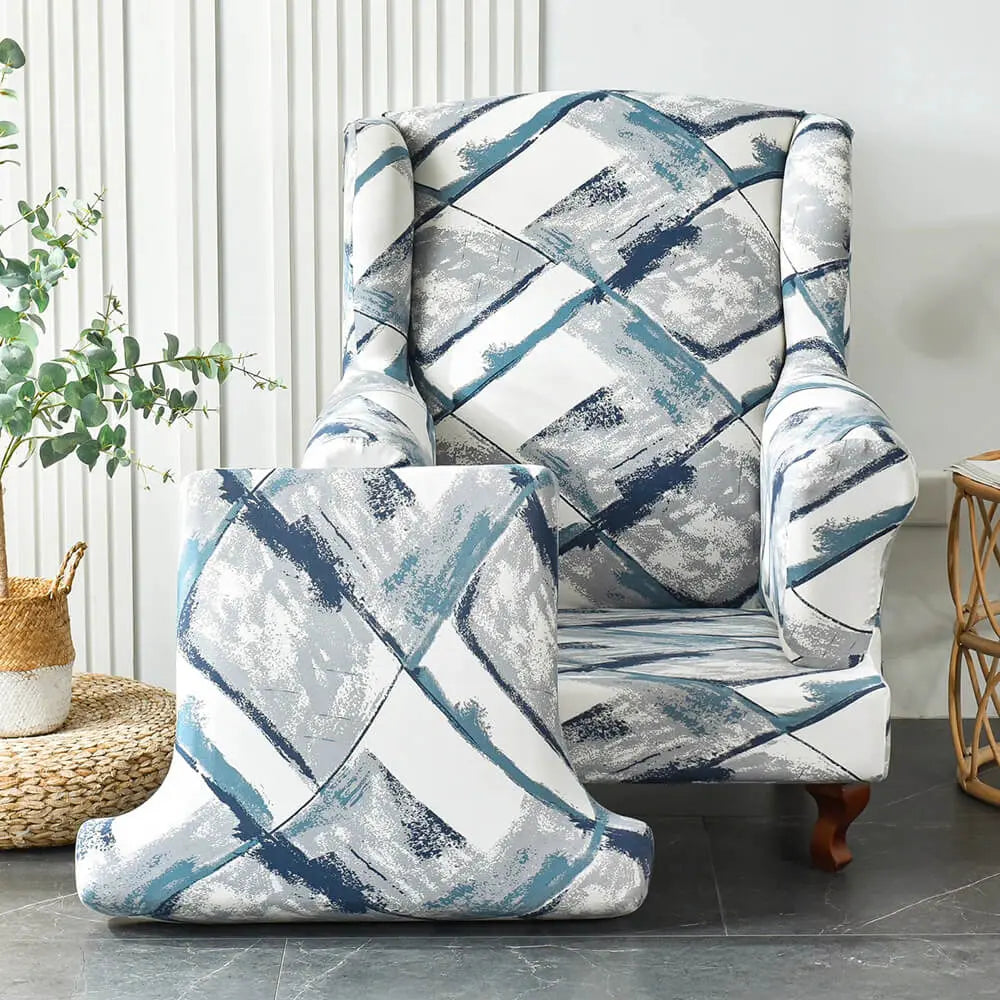 Upgraded 2-piece Printed Wingback Slipcover Crfatop %sku%