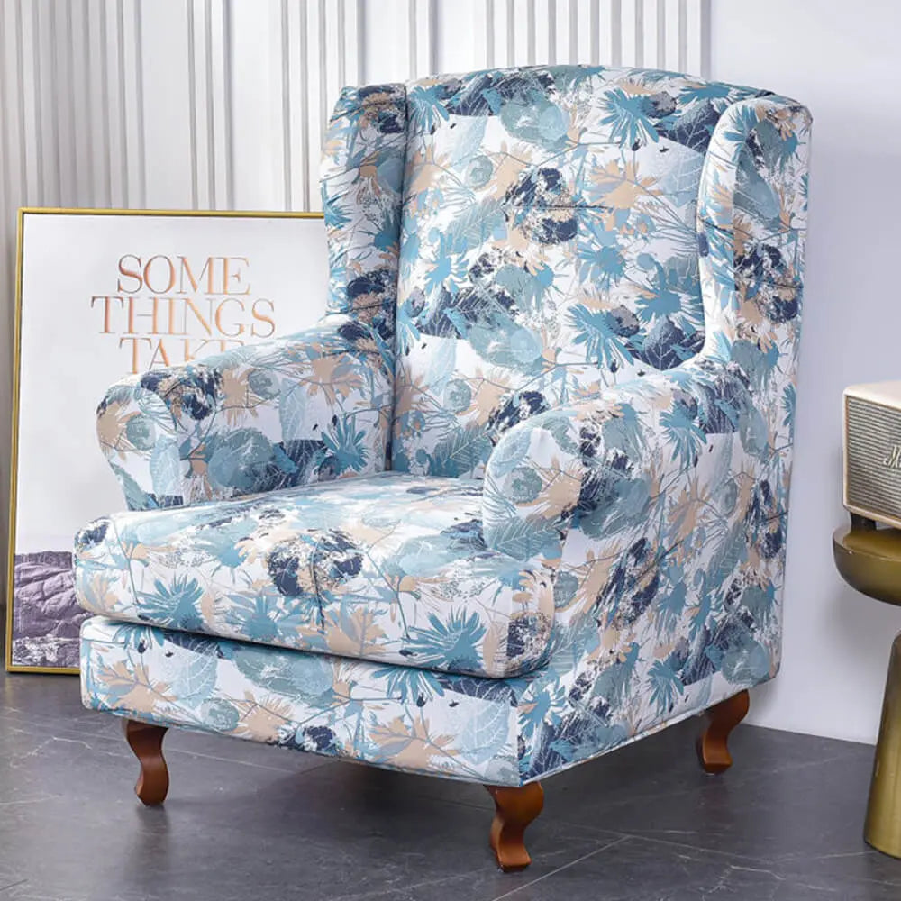 Upgraded 2-piece Printed Wingback Slipcover Crfatop %sku%