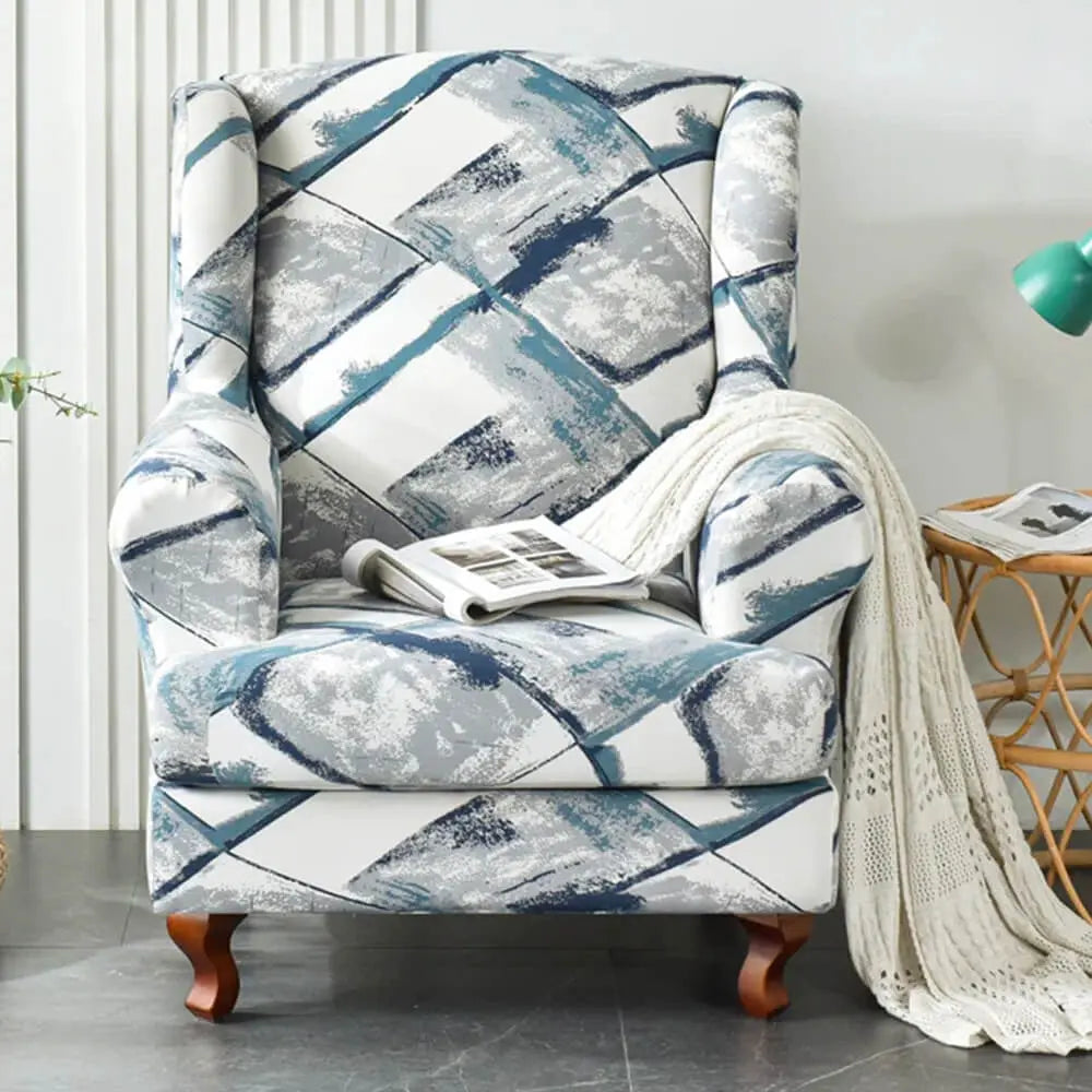 Upgraded 2-piece Printed Wingback Slipcover Crfatop %sku%